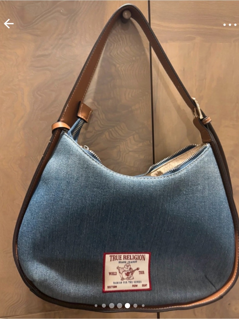 True Religion Denim Hobo with Brown Trim and Patch